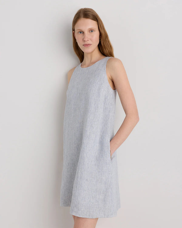100% European Linen Tank Mini Dress - XS / Deep Navy