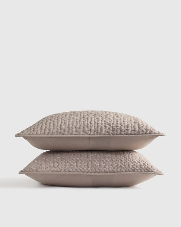 Organic Cotton Hand Stitched Quilted Sham Set - Standard / Ocean