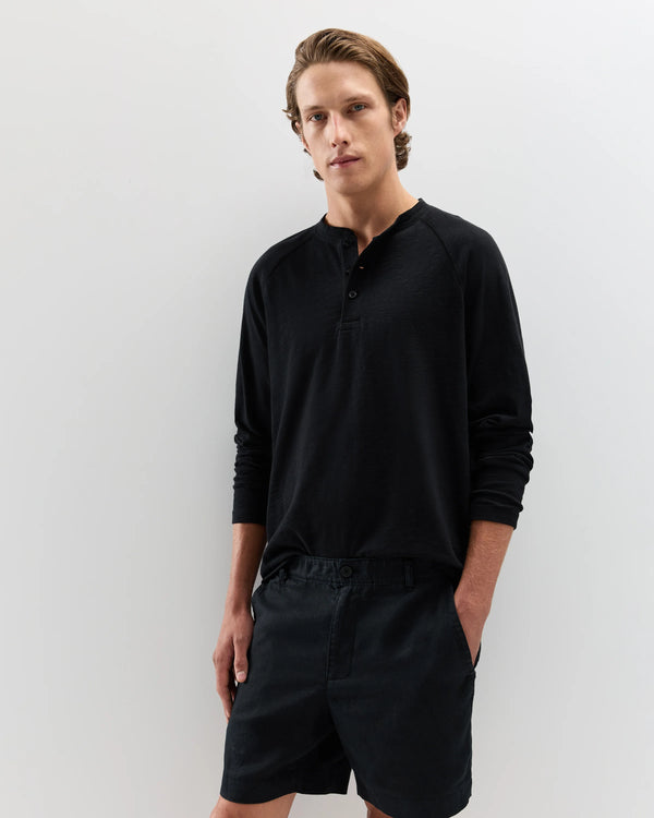 100% Organic Cotton Slub Long Sleeve Henley - S / Deep Navy