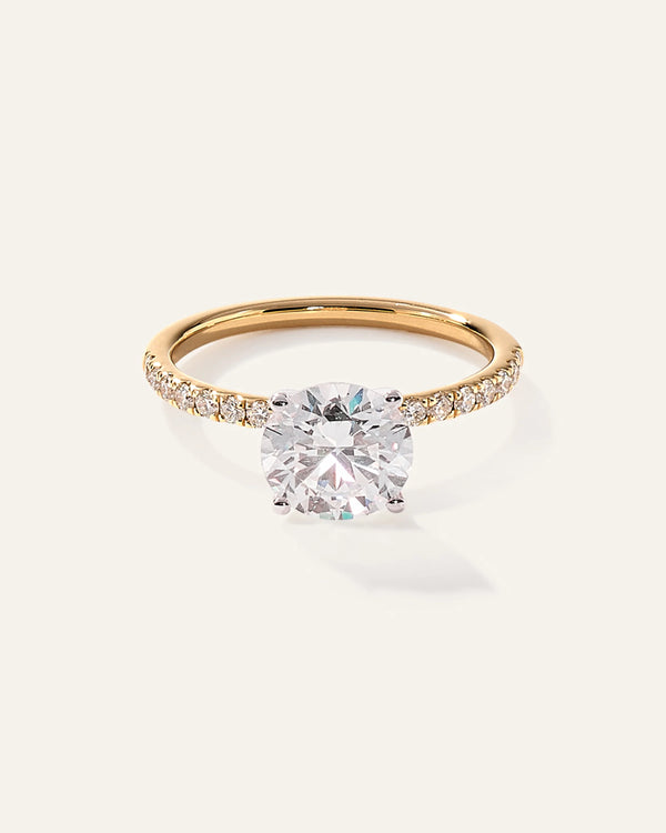 Lab Grown Diamond Round Petite Pave Engagement Ring - 2ct - 4 / Yellow Gold