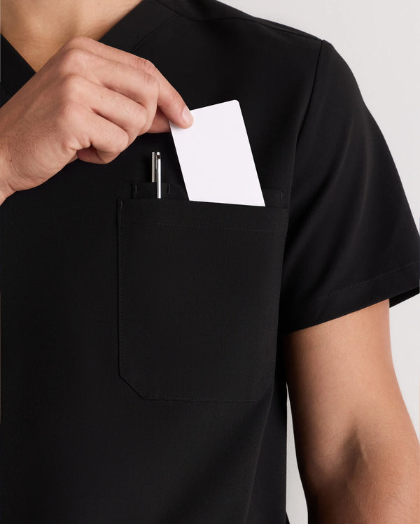 AeraFlex 3-Pocket Scrub Top - S / Bold Black