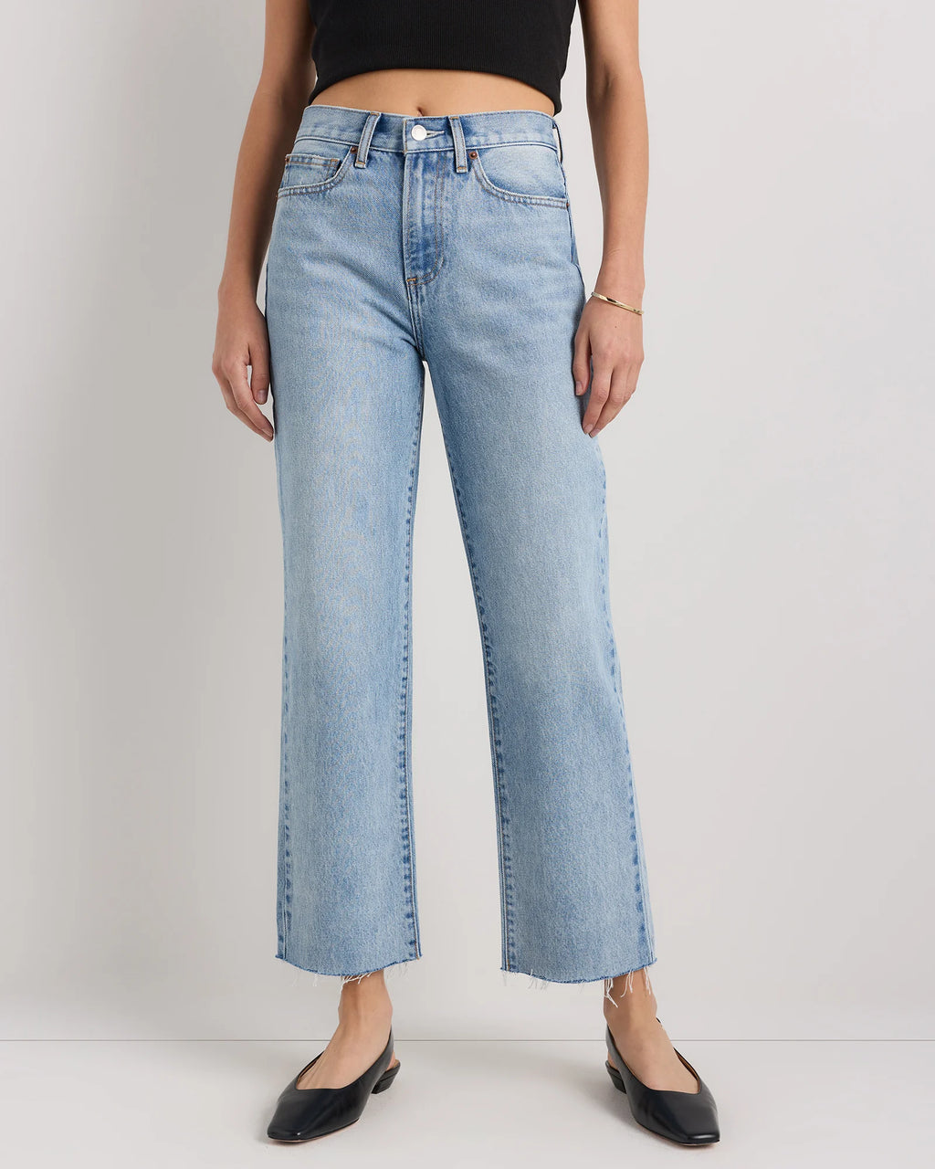 Bella Rigid Straight Jeans - 24 / Powder Blue Raw Hem