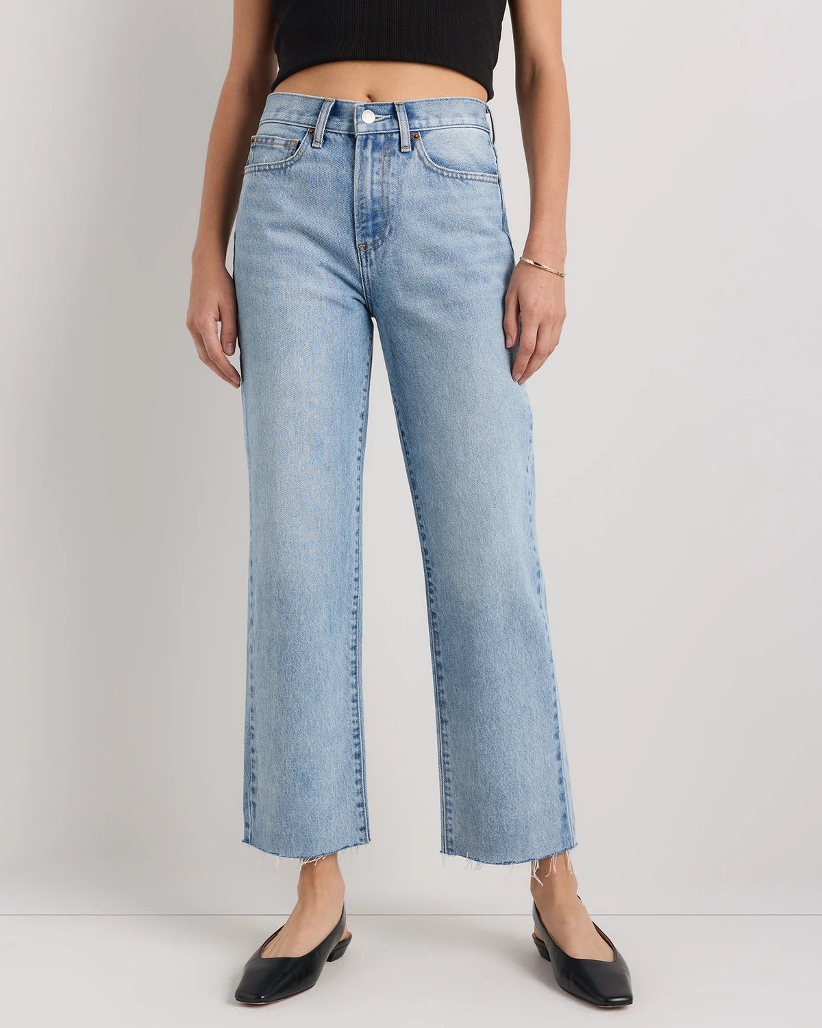Bella Rigid Straight Jeans - 24 / Powder Blue Raw Hem Main image