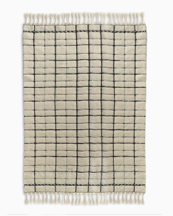 Rima Wool Shag Rug - 3' x 5' / Ivory/Black