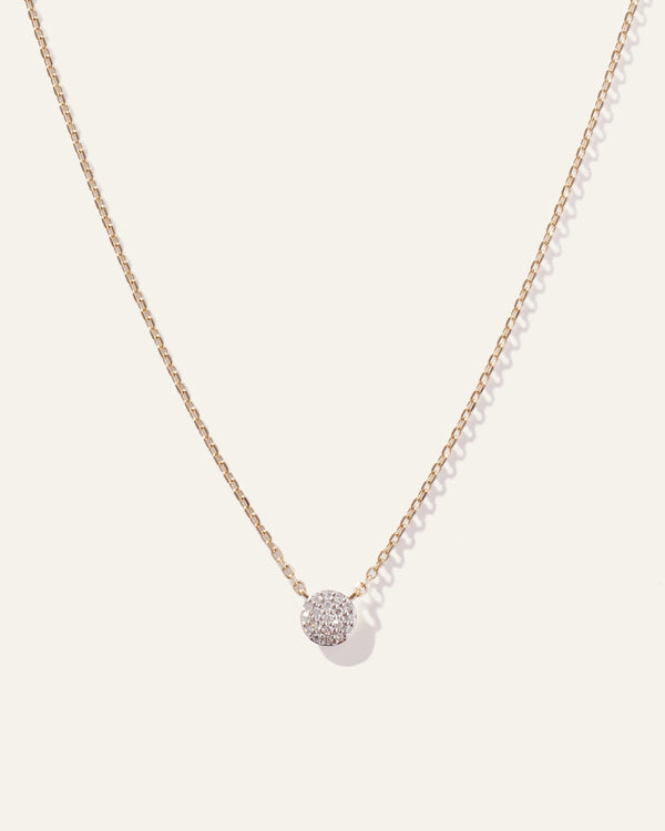 14K Gold Diamond Pave Disc Necklace - One Size / Yellow Gold