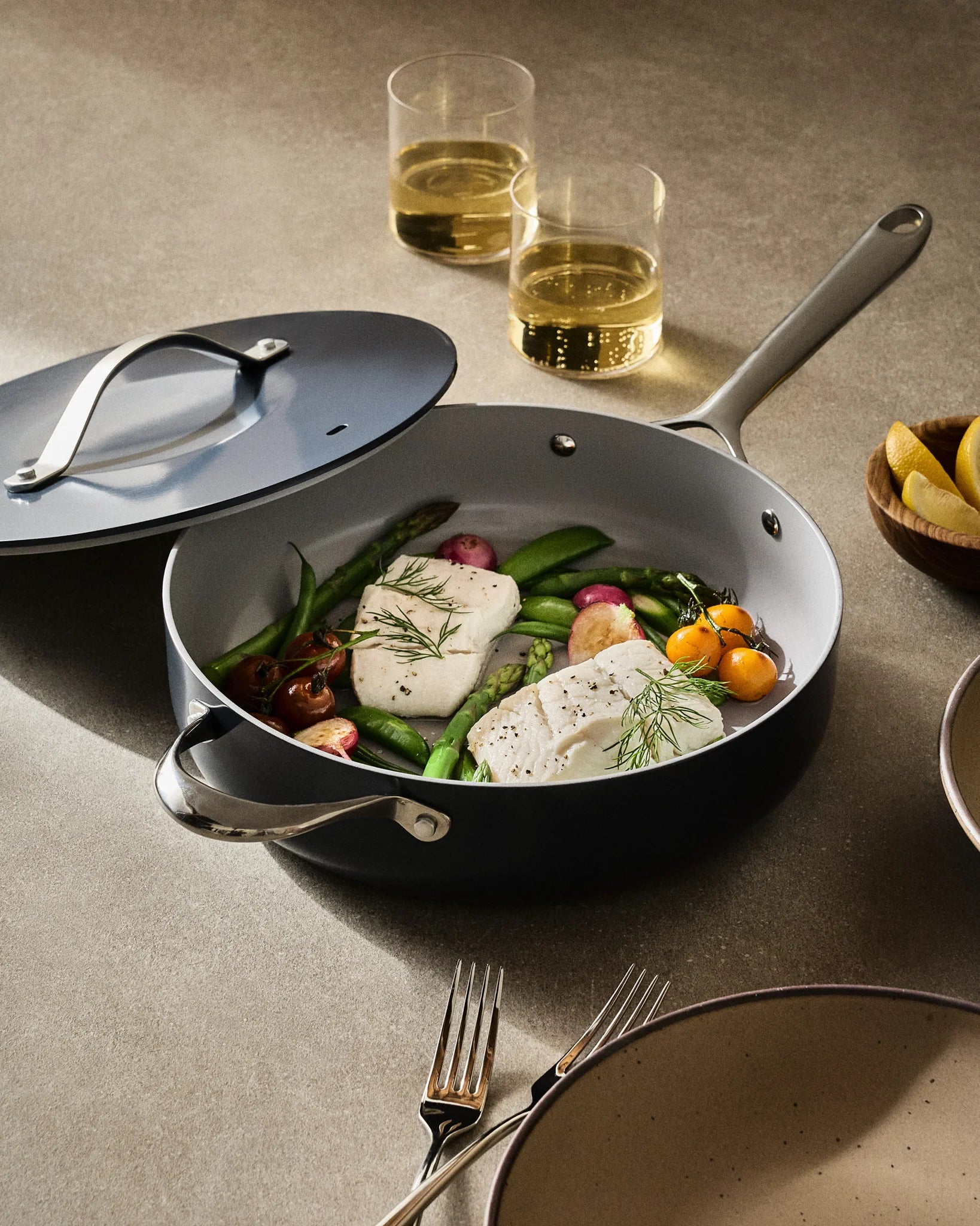 Ceramic Nonstick Saute Pan with Lid - One Size / Navy Secondary image