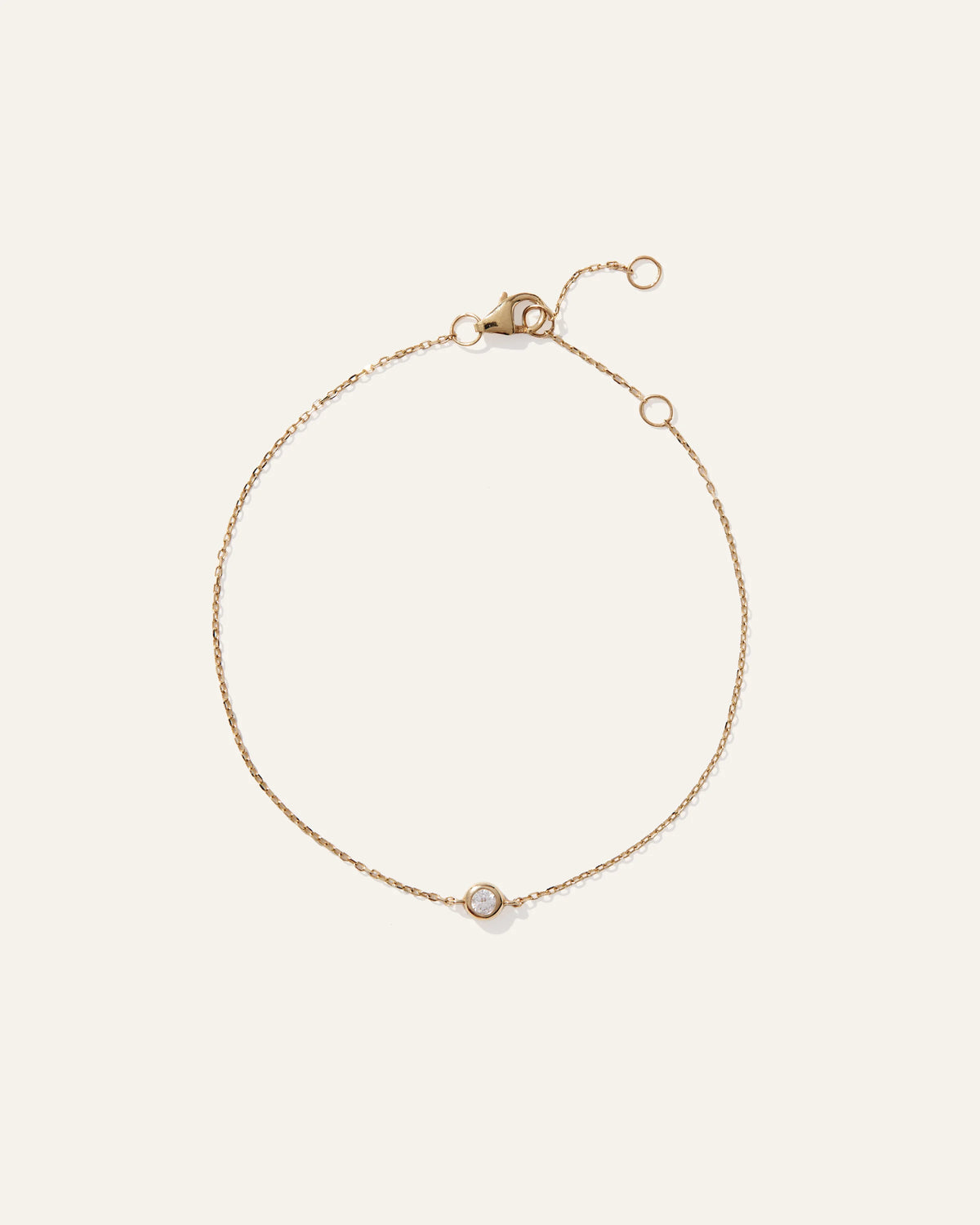 14K Gold Diamond Solitaire Bezel Bracelet - One Size / Yellow Gold Main image
