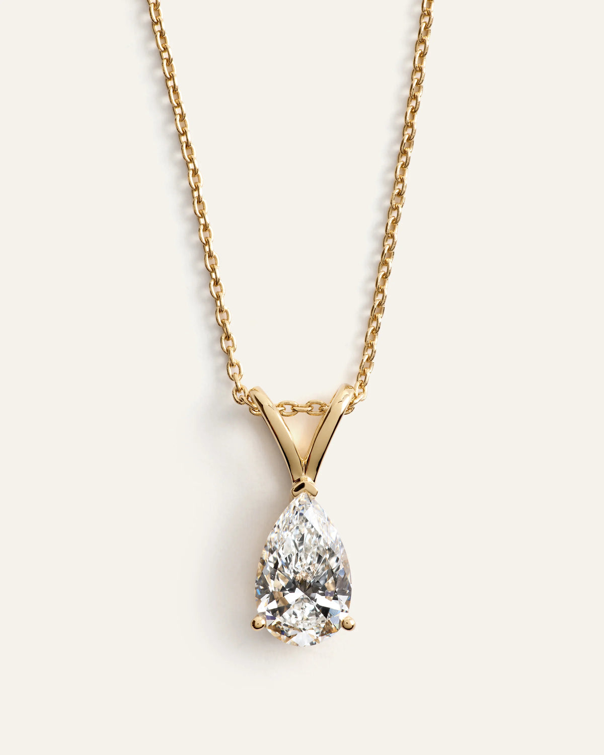 14K Gold Lab Grown Diamond Pear Solitaire Necklace - 1ctw - One Size / Yellow Gold Main image