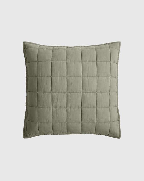 European Linen Box Quilted Euro Sham - Euro / Navy