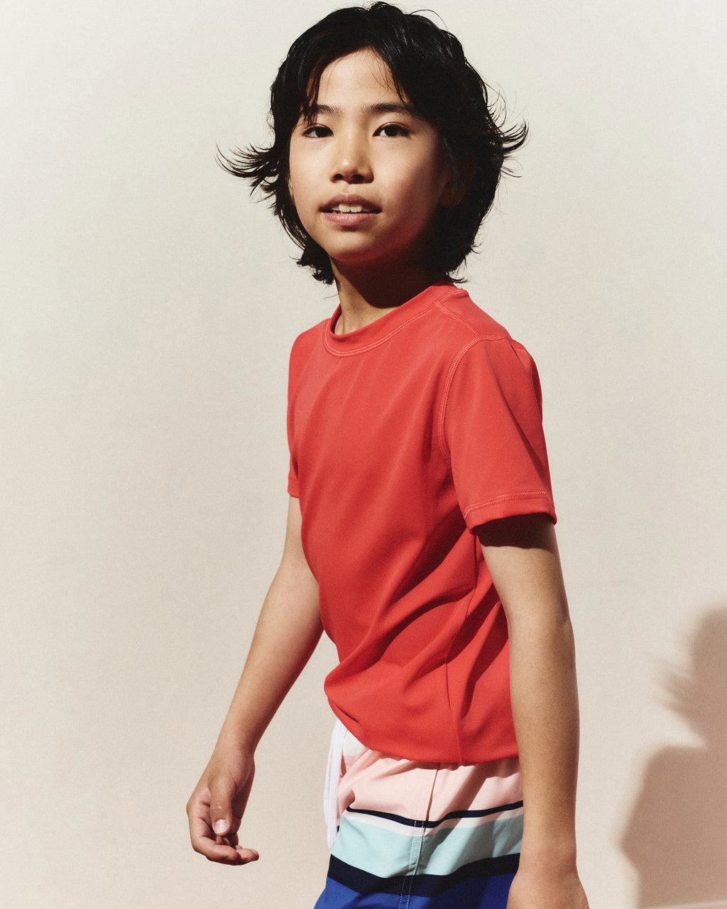 Short Sleeve Rash Guard Top - 6 / Coral Orange