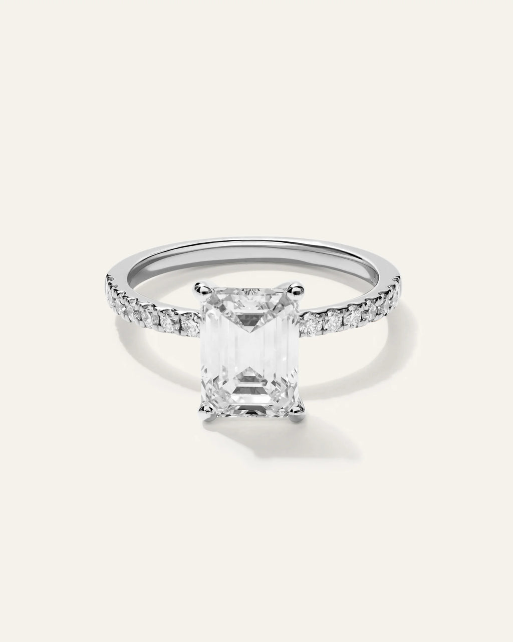 Lab Grown Diamond Emerald Petite Pave Engagement Ring - 2.5ct - 4 / Yellow Gold