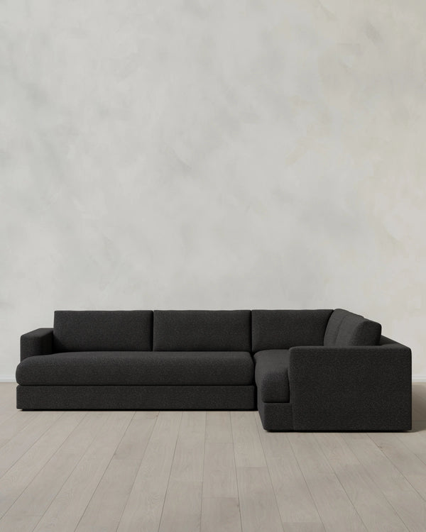 Sierra Curved Arm L Sectional in Performance Boucle - Right Arm / Mushroom
