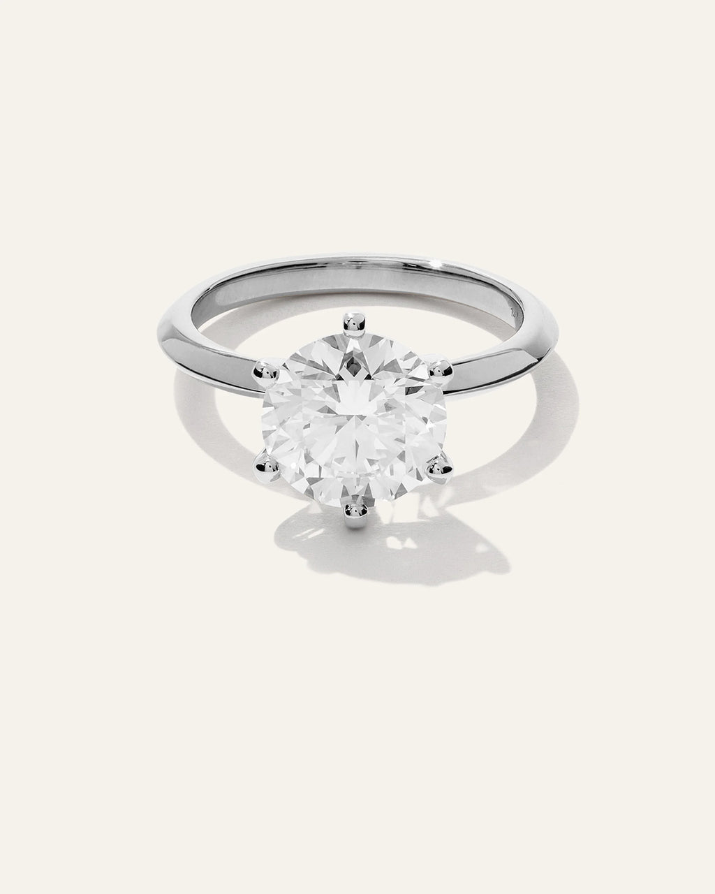 Lab Grown Diamond Round Six Prong Knife Edge Engagement Ring - 3ct - 4 / Yellow Gold