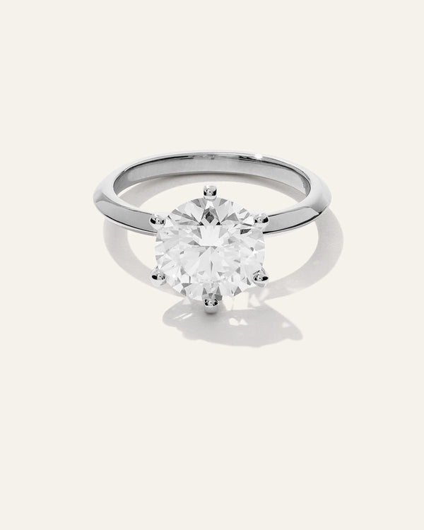 Lab Grown Diamond Round Six Prong Knife Edge Engagement Ring - 3ct - 4 / Yellow Gold