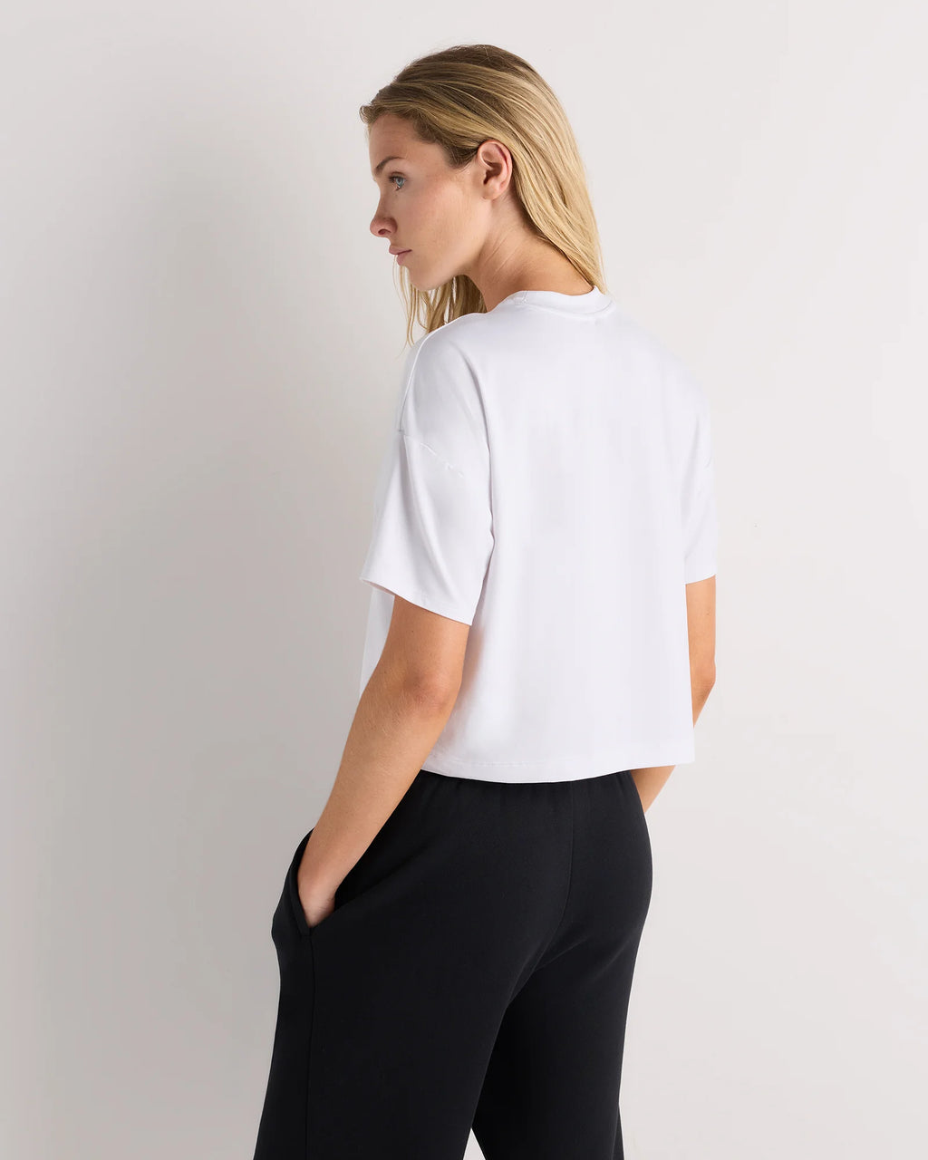 Flowknit Breeze Boxy Cropped Tee - XS / Heather Deep Navy