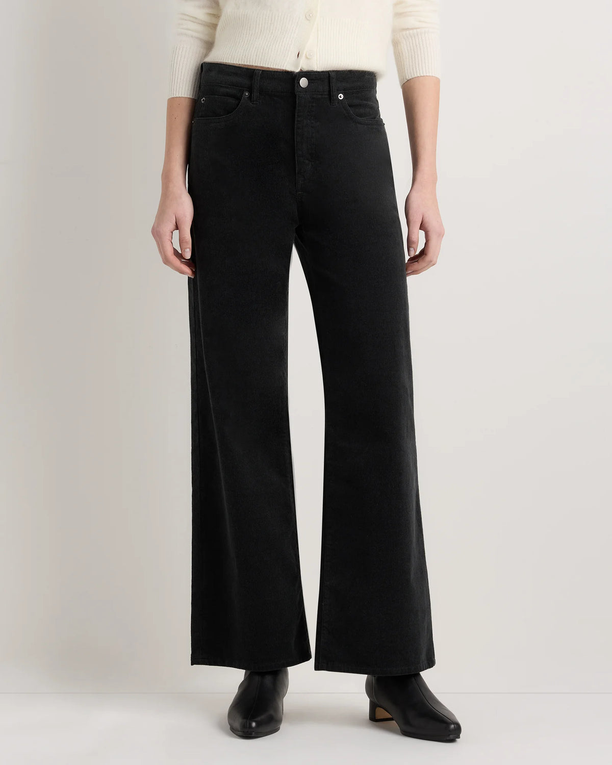 Organic Stretch Corduroy Wide Leg Pants - 0 / Black Main image
