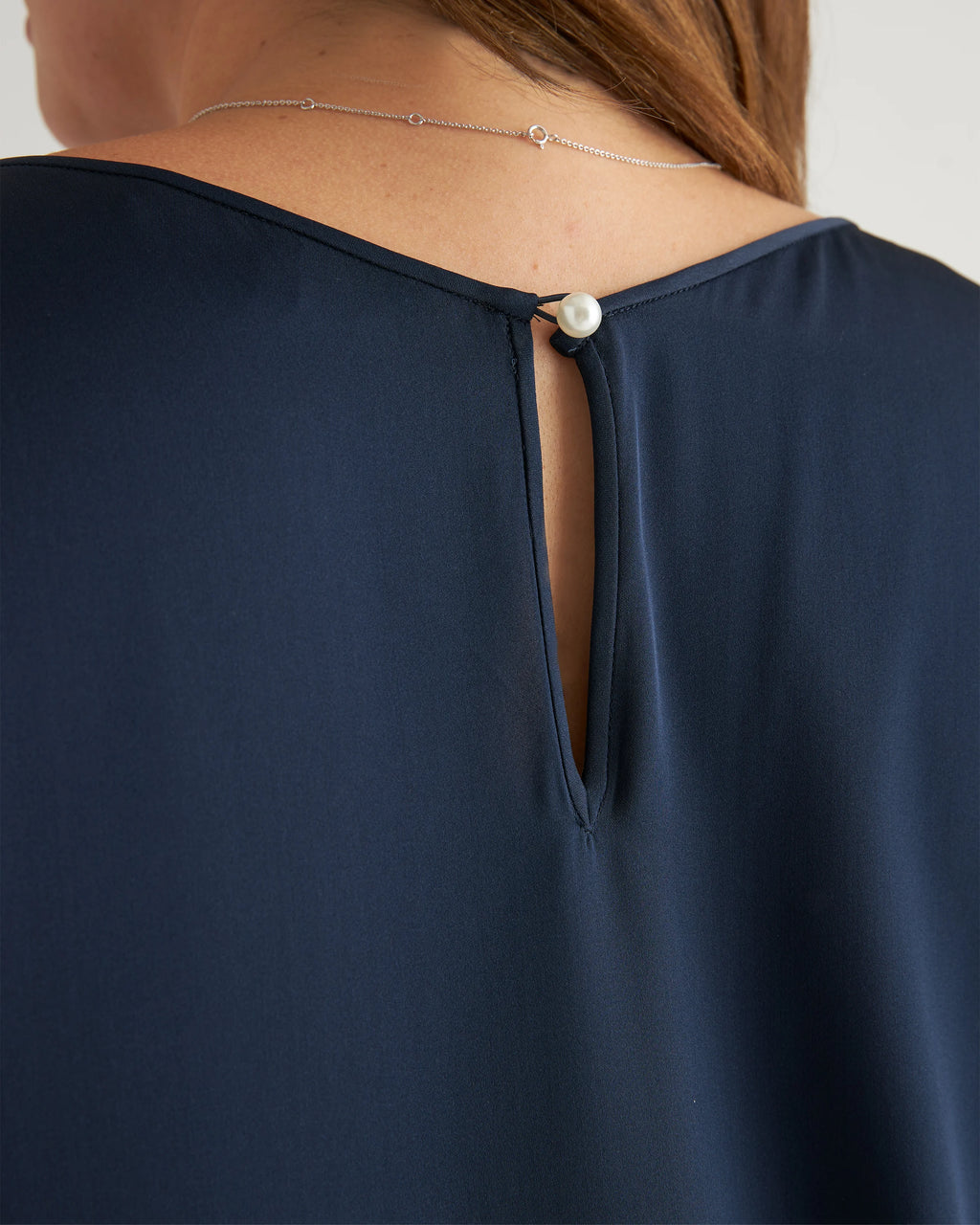 Washable Stretch Silk Reversible V-Neck Blouse - XS / Navy