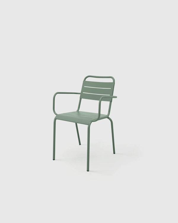 Powder-Coated Aluminum Outdoor Dining Set - One Size / Sage Green