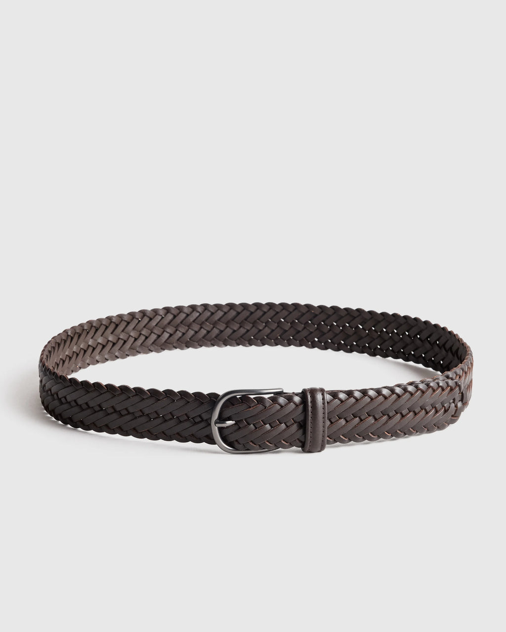 Jack Italian Leather Woven Belt - 30 / Hickory
