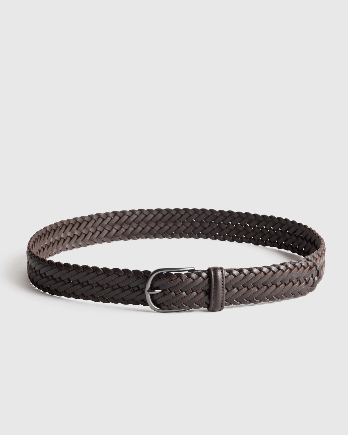 Jack Italian Leather Woven Belt - 30 / Hickory Main image