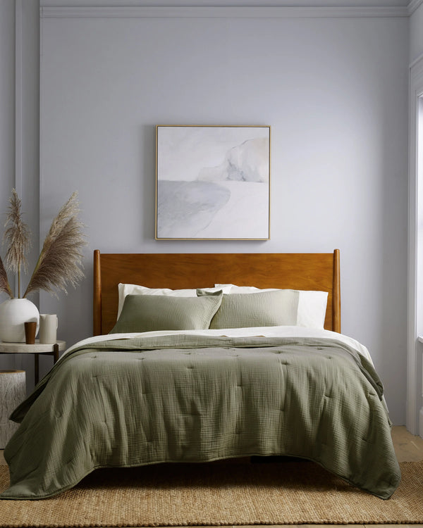 Organic Cotton Gauze Dream Quilt Set - Twin / Dried Sage