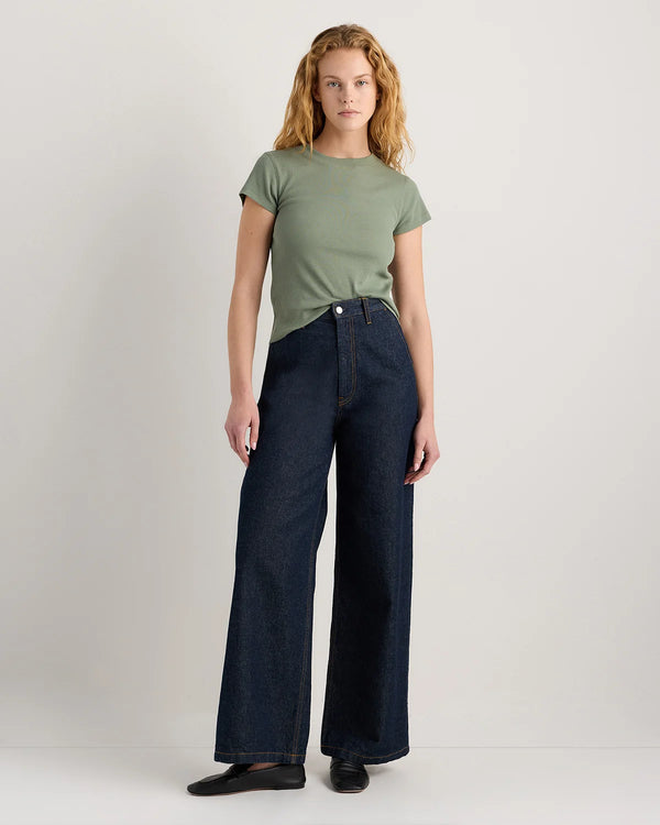 Organic Cotton Micro-Rib Crewneck Tee - XS / Heather Oatmeal