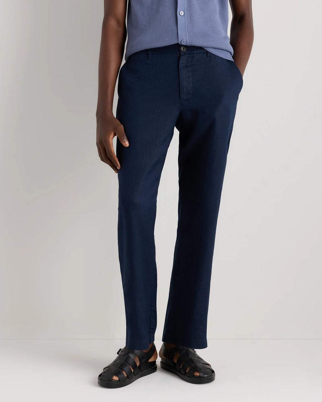 100% European Linen Trousers - 30X30 / Chambray Blue