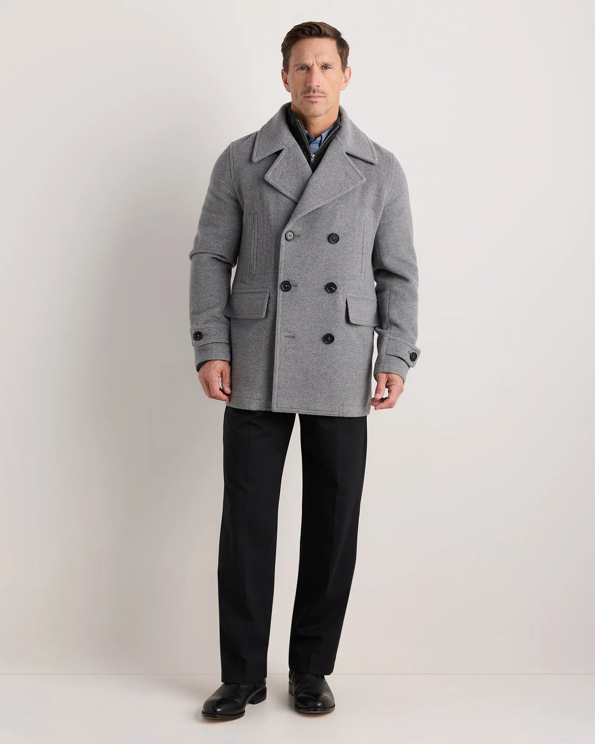 Wool Cashmere Peacoat - XS / Heather Charcoal
