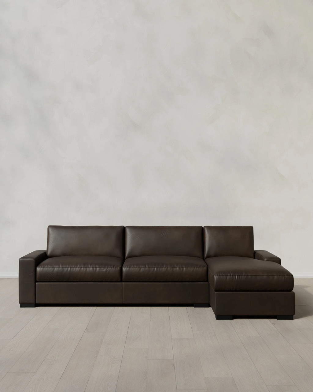 Stillman Chaise Sectional in Leather - 116" Right Arm / Auburn
