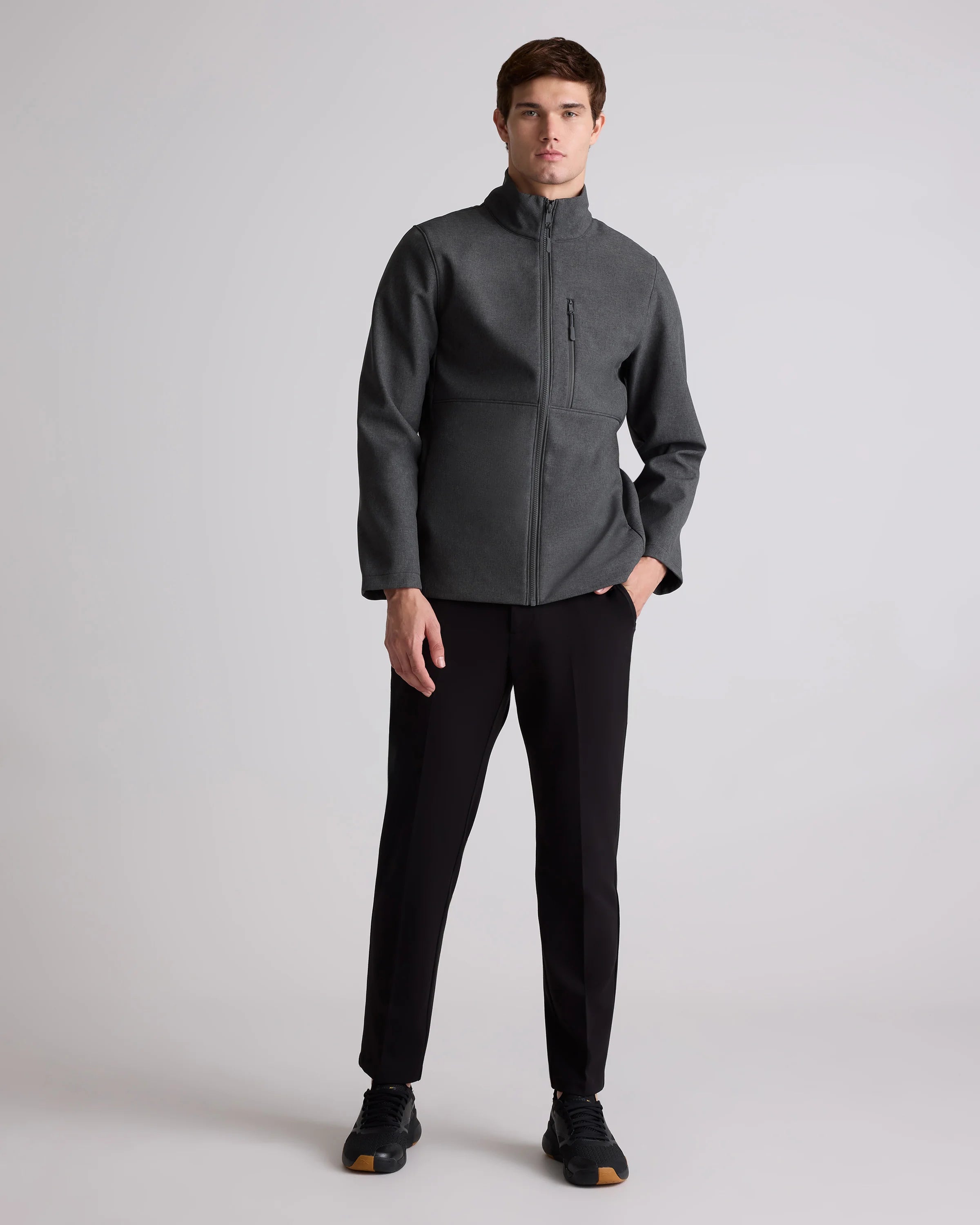 Softshell Fleece-Lined Full-Zip Jacket - S / Heather Shady Charcoal Secondary image