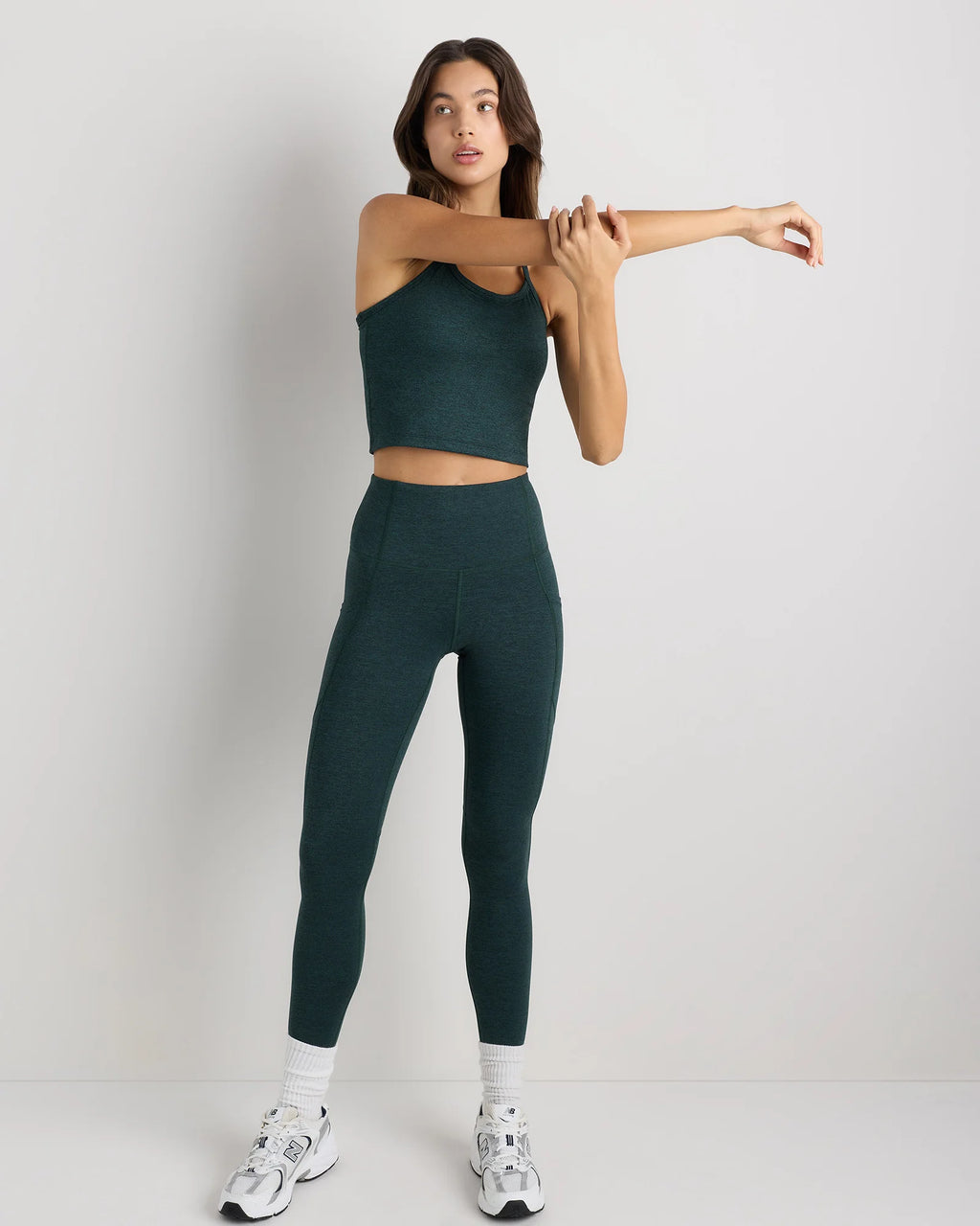 Ultra-Soft Y-Back Cropped Bra Tank - XS / Heather Black