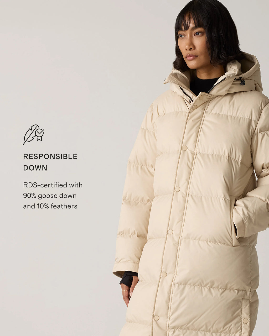 Responsible Down Long Puffer Jacket - XS / Black