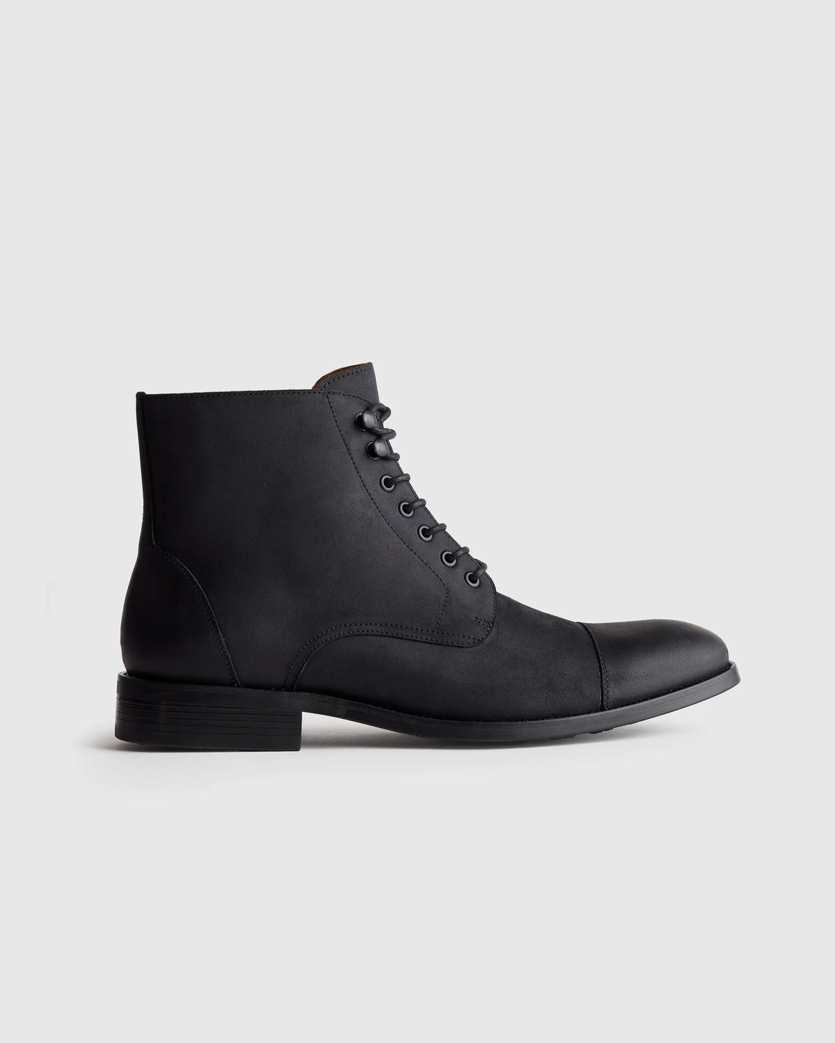 Crafted Leather Cap Toe Lace Up Boot - 7 / Matte Black Main image