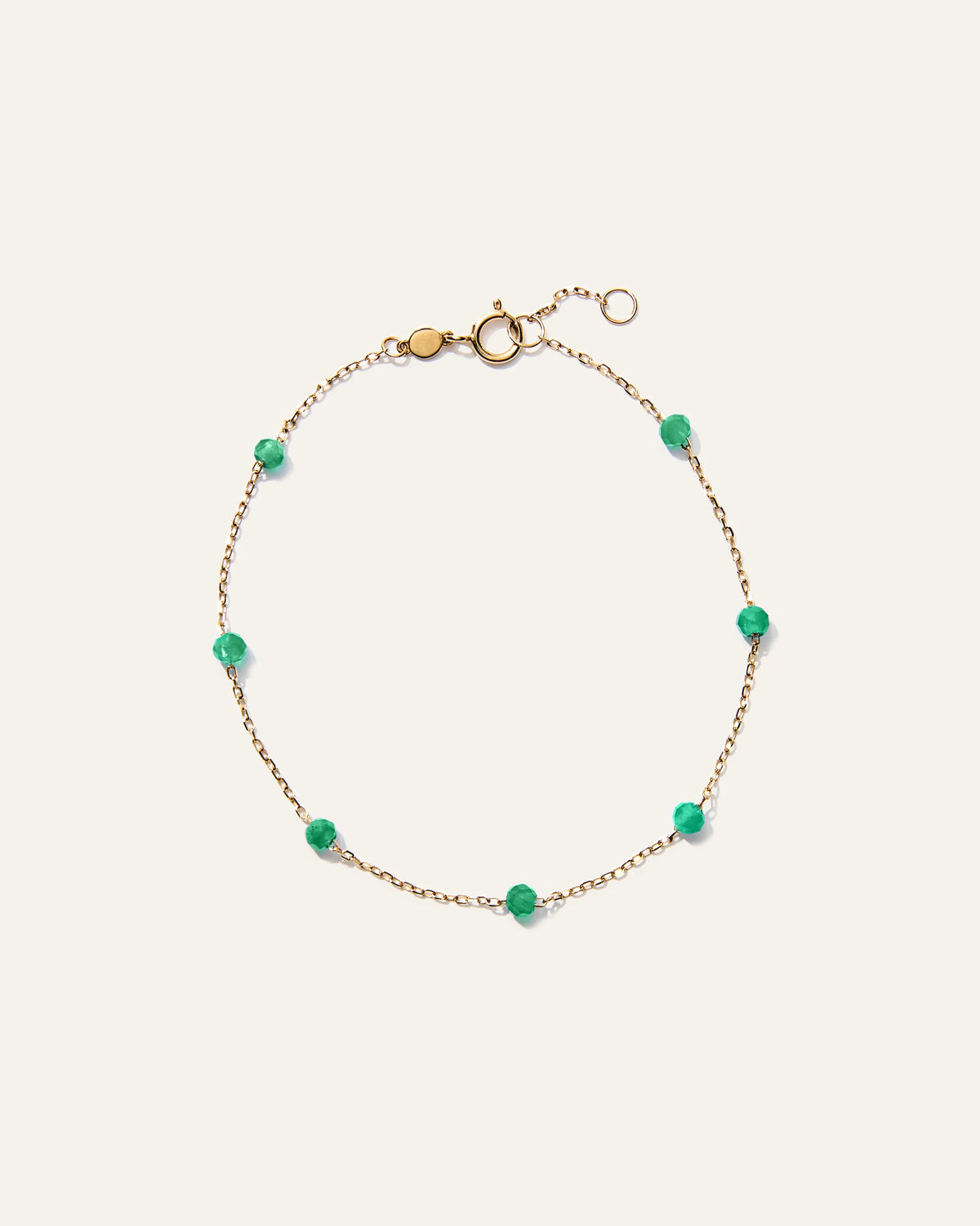 14K Gold Gemstone Station Stackable Bracelet - 6.5" / Yellow Gold Main image