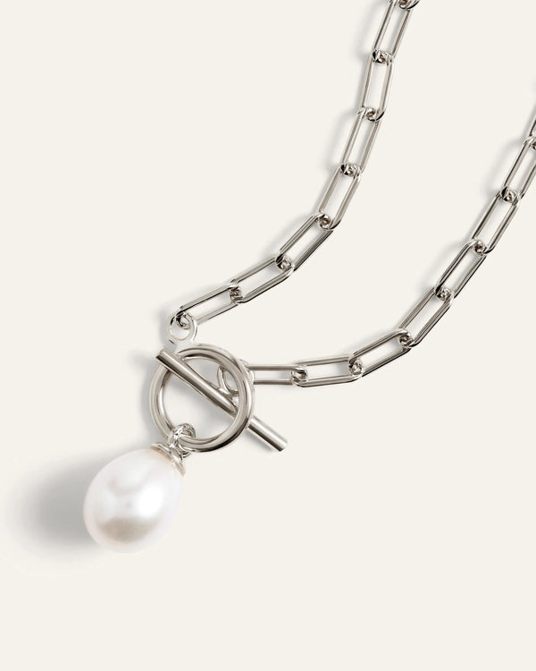 Freshwater Cultured Pearl Toggle Necklace - One Size / Gold Vermeil