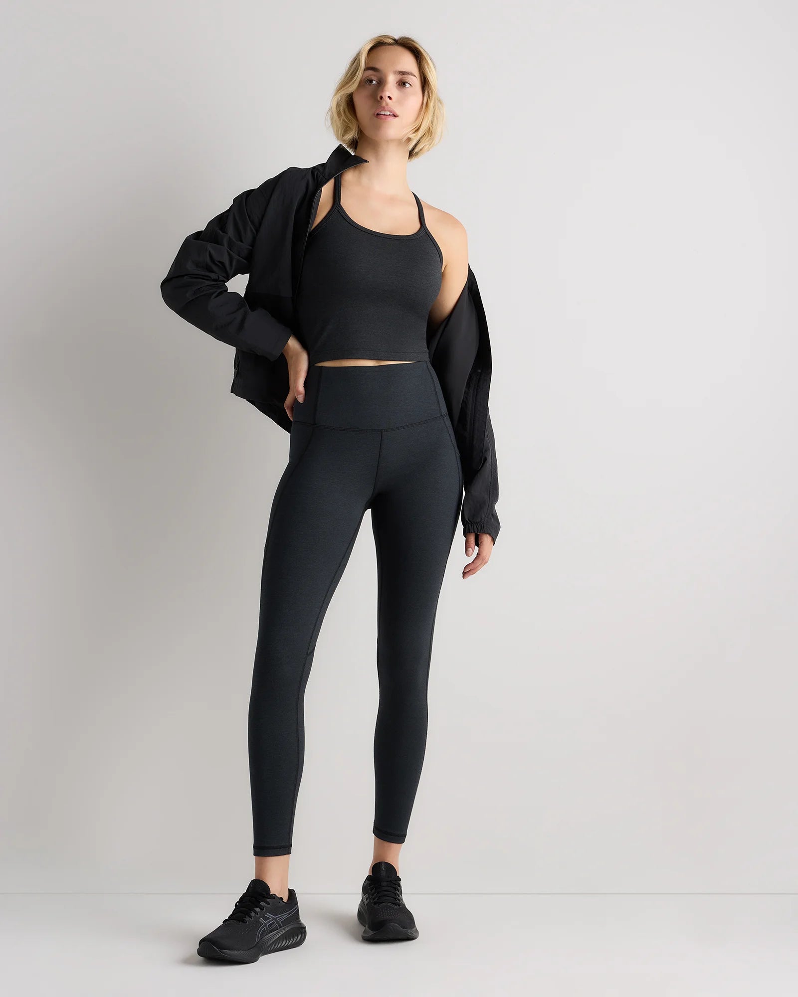 Ultra-Soft Y-Back Cropped Bra Tank - XS / Heather Black Secondary image