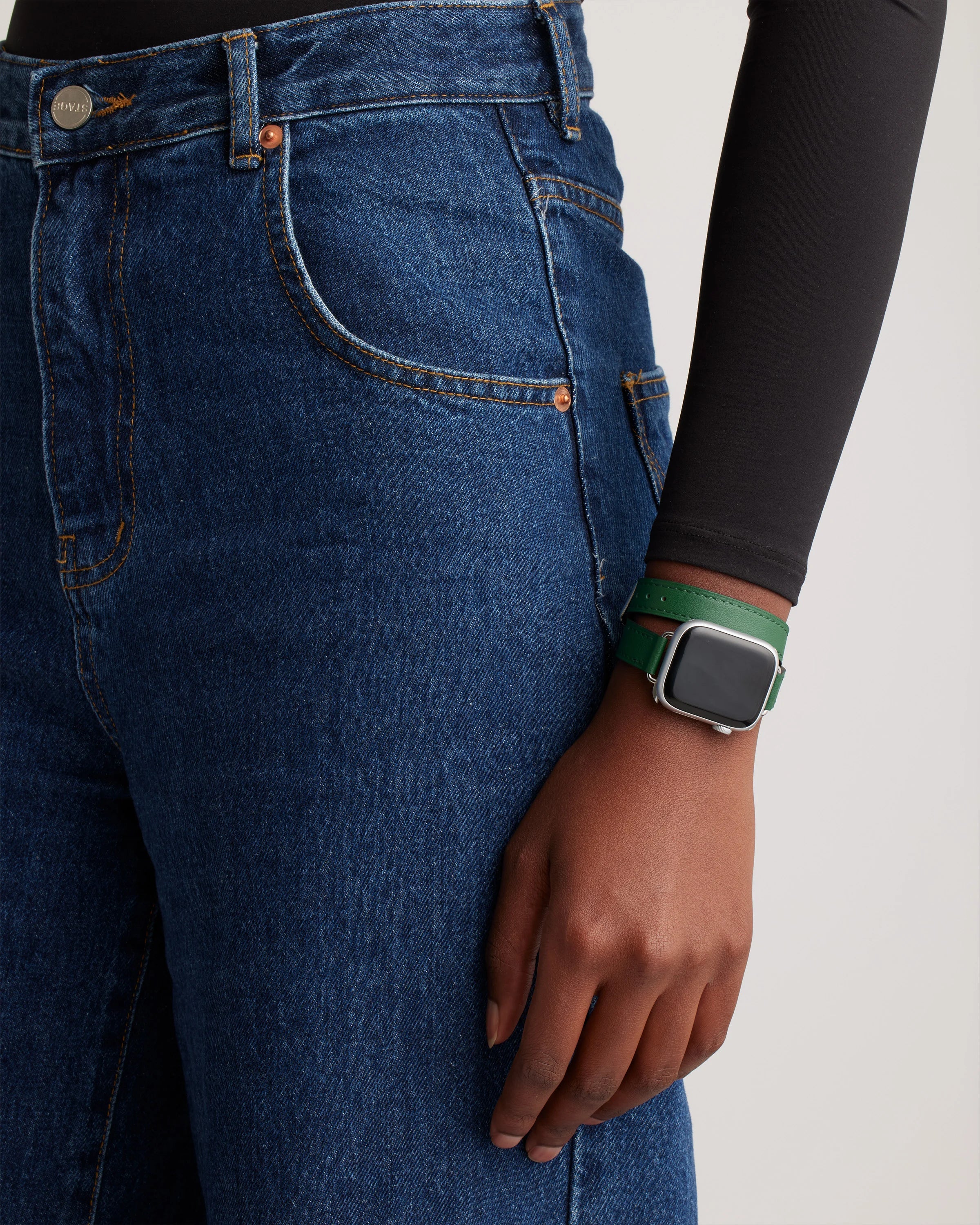 Leather Double Wrap Smartwatch Band - 38mm - 42mm / Dark Green Secondary image