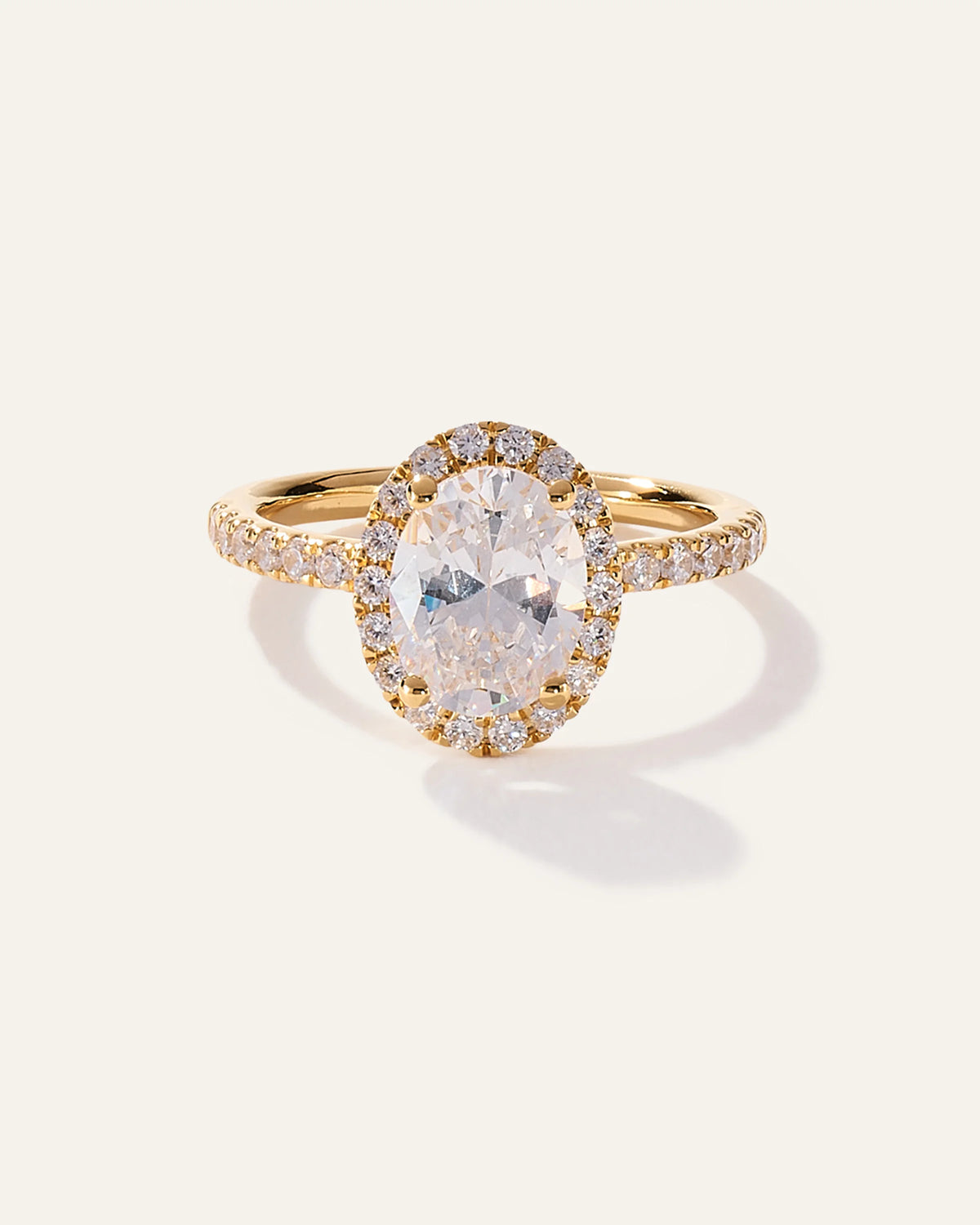 Lab Grown Diamond Oval Halo Pave Engagement Ring - 1.50ct - 4 / Yellow Gold Main image
