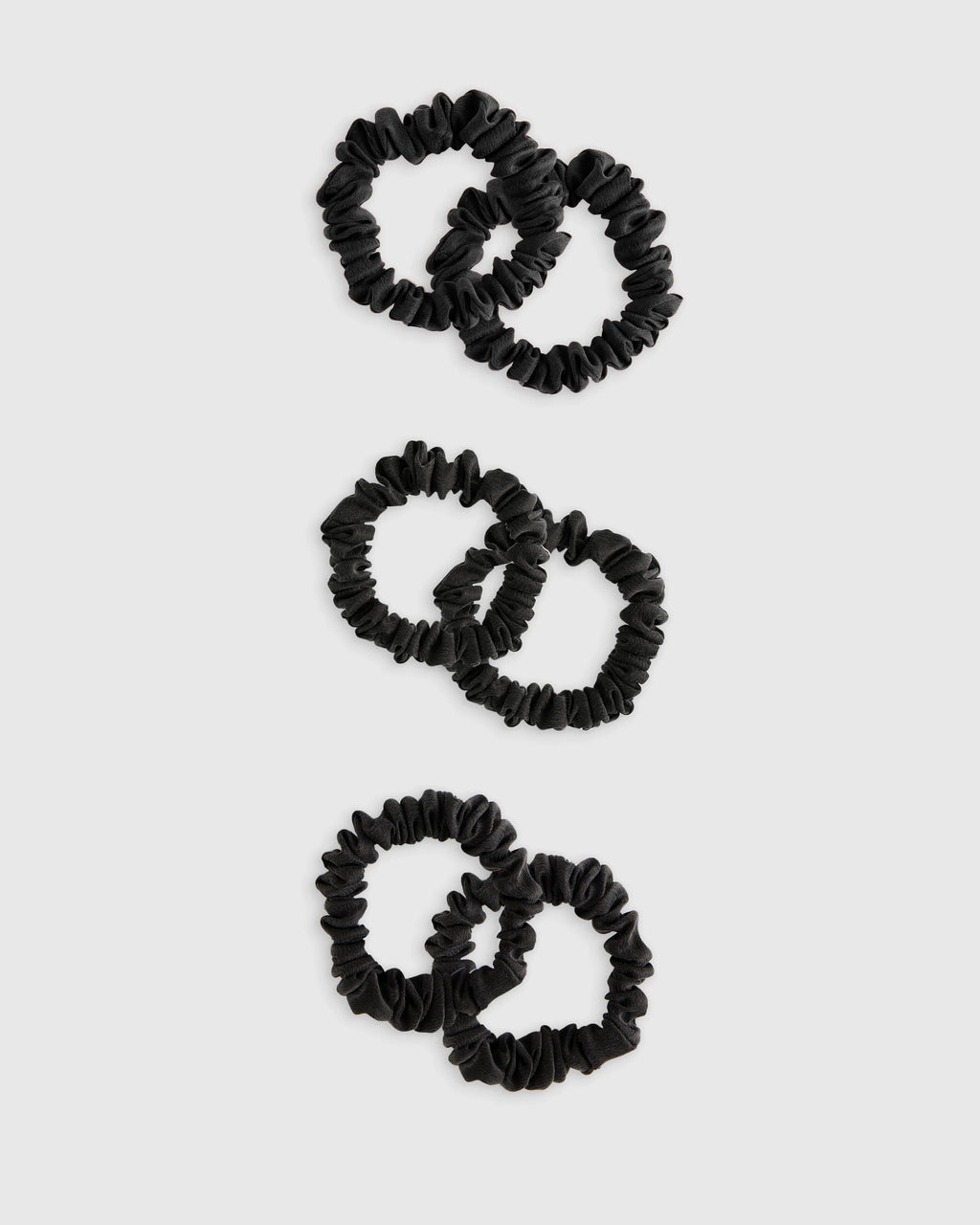 100% Washable Silk Skinny Scrunchies - One Size / Black/Ivory/Toasted Almond
