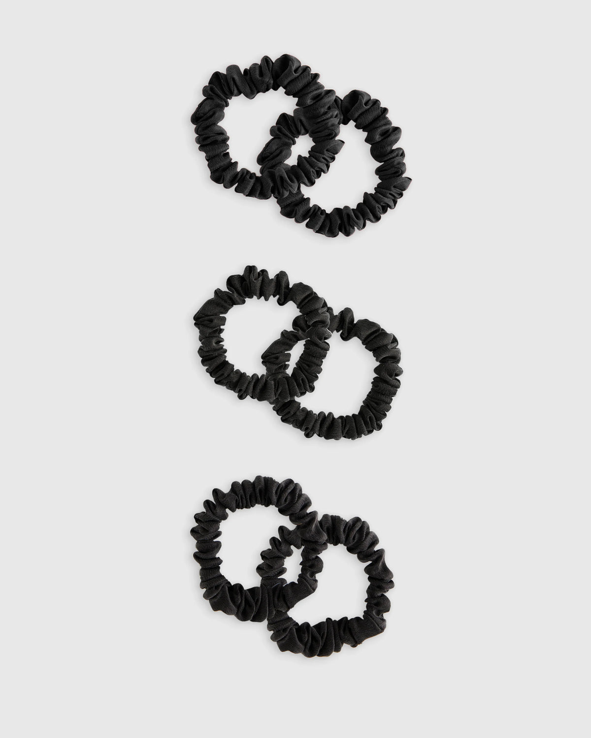100% Washable Silk Skinny Scrunchies - One Size / Black/Ivory/Toasted Almond