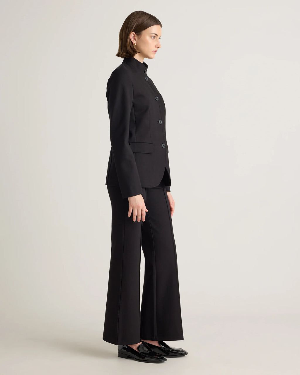 Ultra-Stretch Ponte Stand Collar Blazer - XS / Navy