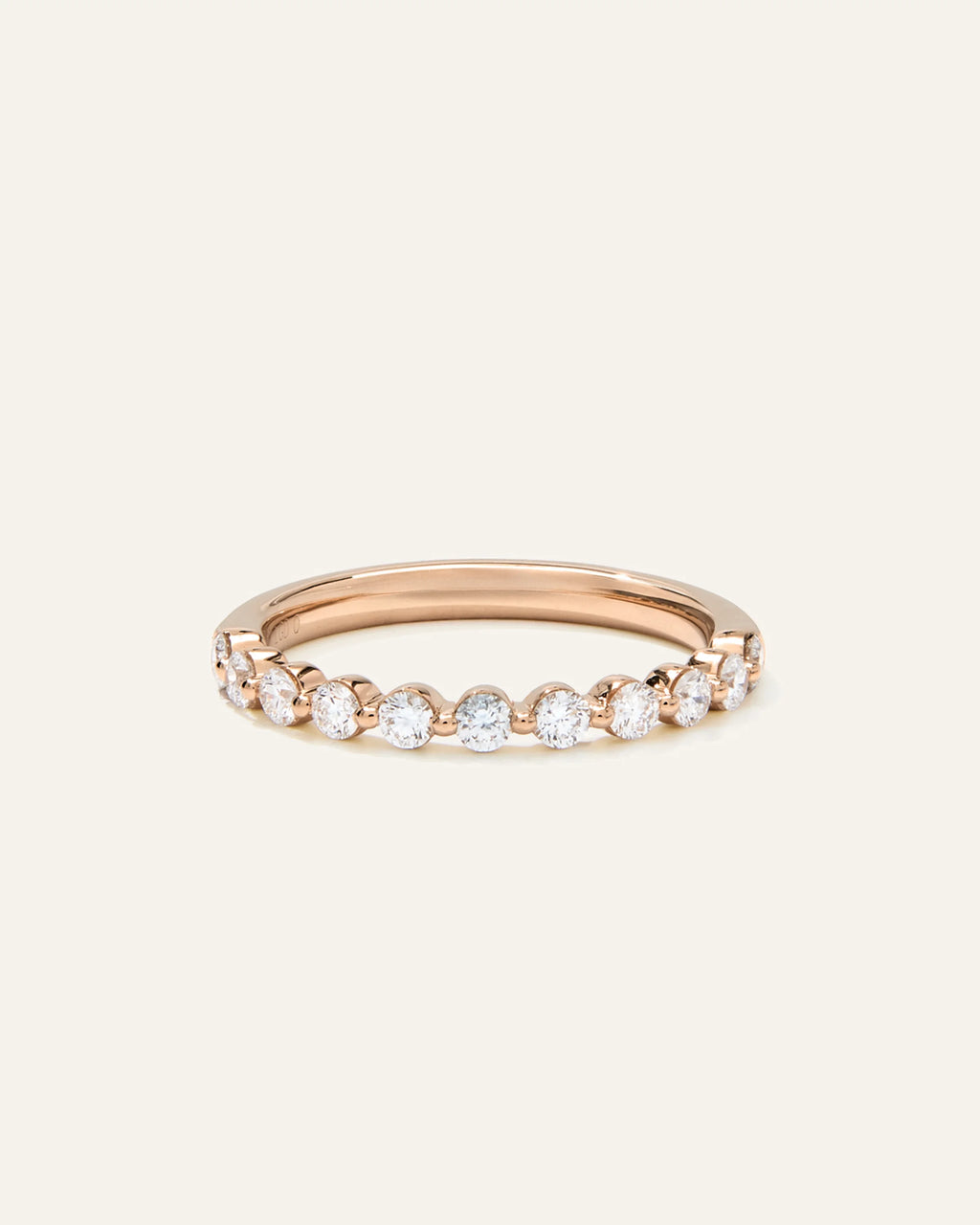 Lab Grown Diamond Single Shared Prong Halfway Band - 4 / Yellow Gold