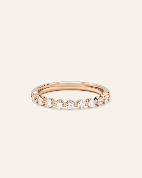 Lab Grown Diamond Single Shared Prong Halfway Band - 4 / Yellow Gold