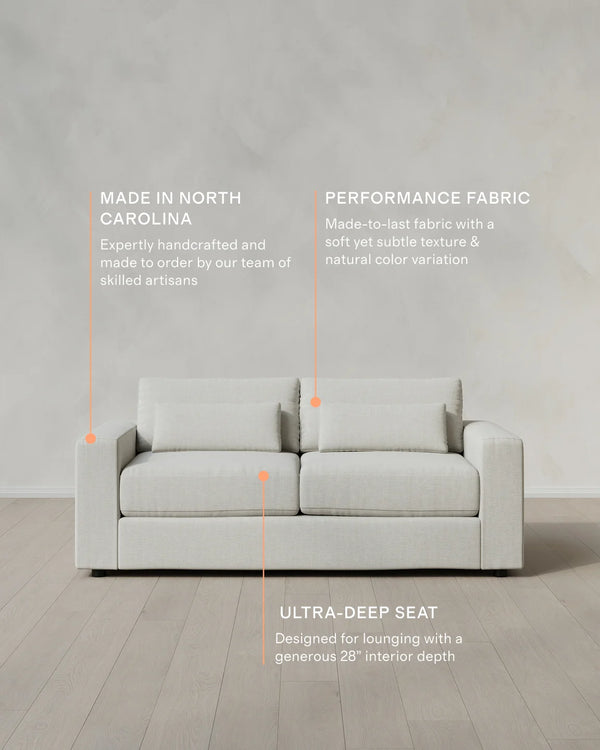 Ashford Deep Seat Sofa in Performance Chenille Linen Blend - 7ft / Snow