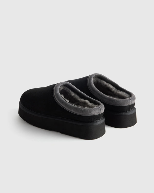 Australian Shearling Platform Clog Slipper - 5 / Pecan