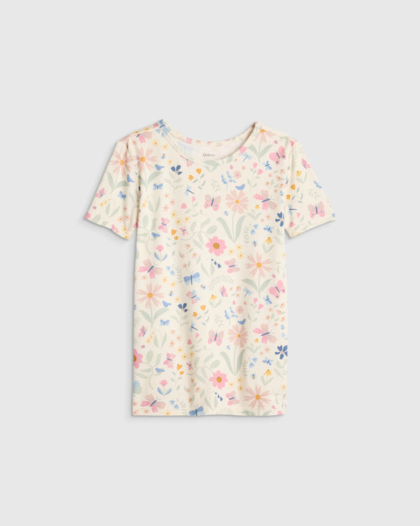 Bamboo Short Sleeve and Shorts Pajama Set - 6 / Lavender Hearts