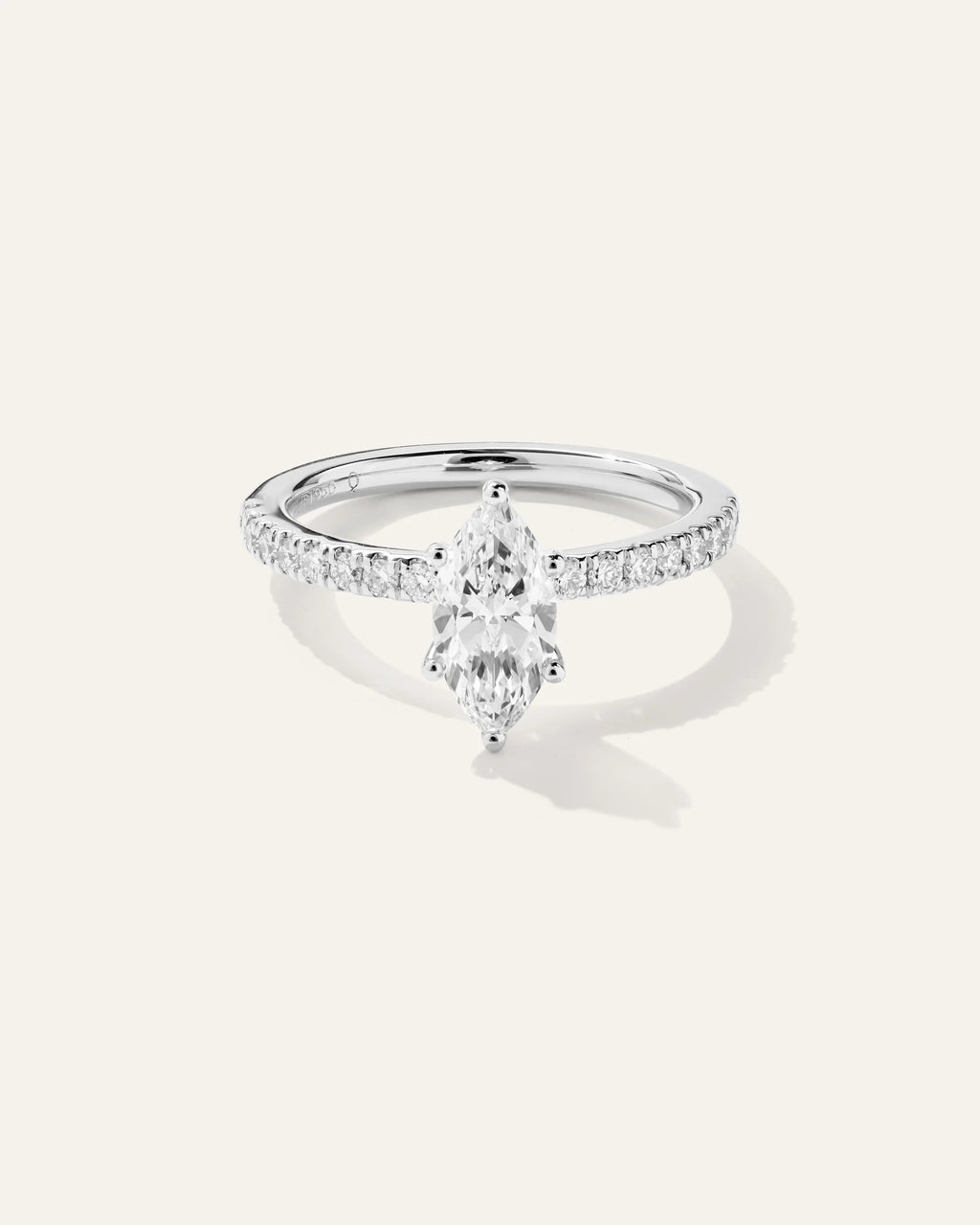 Lab Grown Diamond Marquise Petite Pave Engagement Ring - 1ct - 4 / Yellow Gold