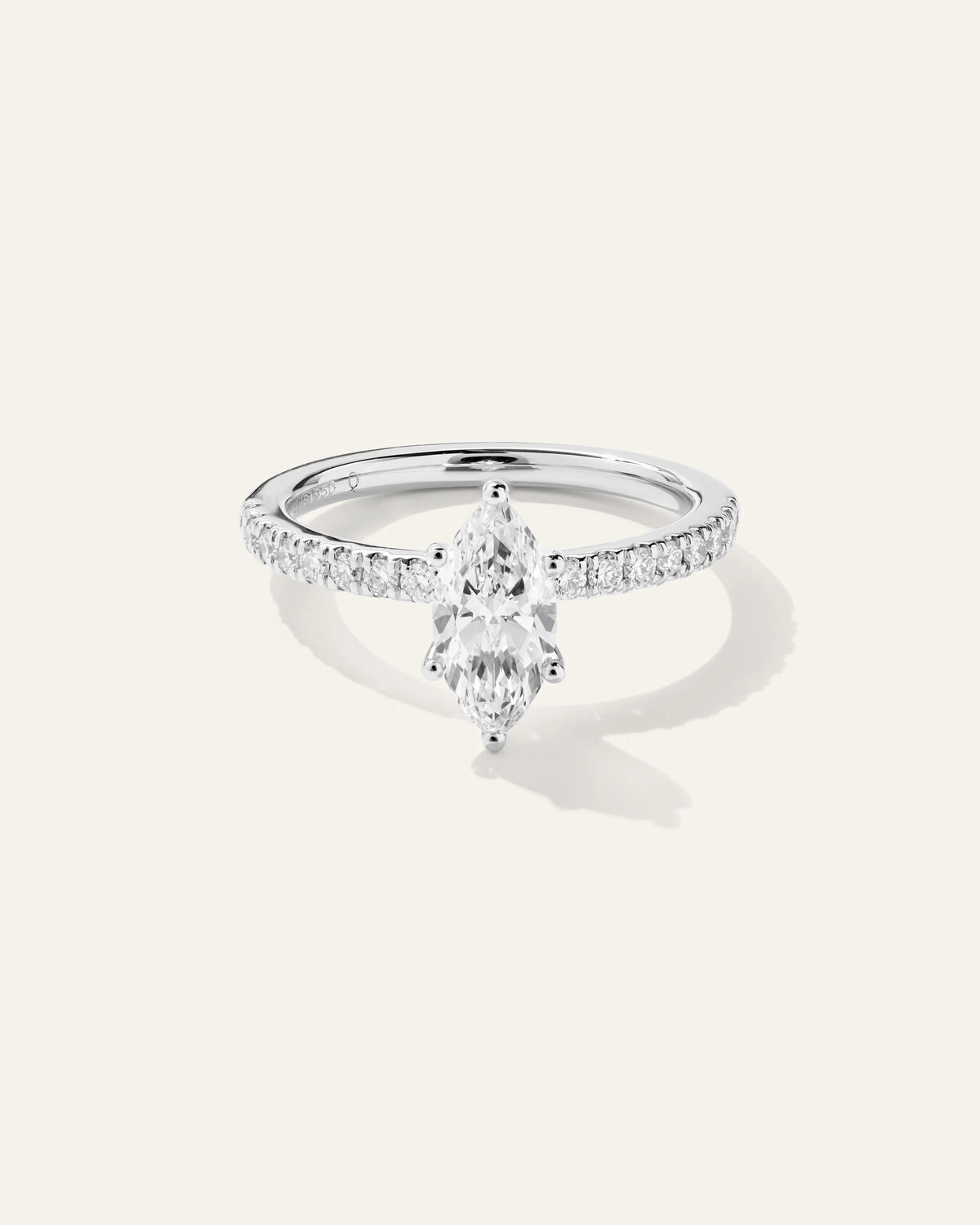 Lab Grown Diamond Marquise Petite Pave Engagement Ring - 1ct - 4 / Yellow Gold