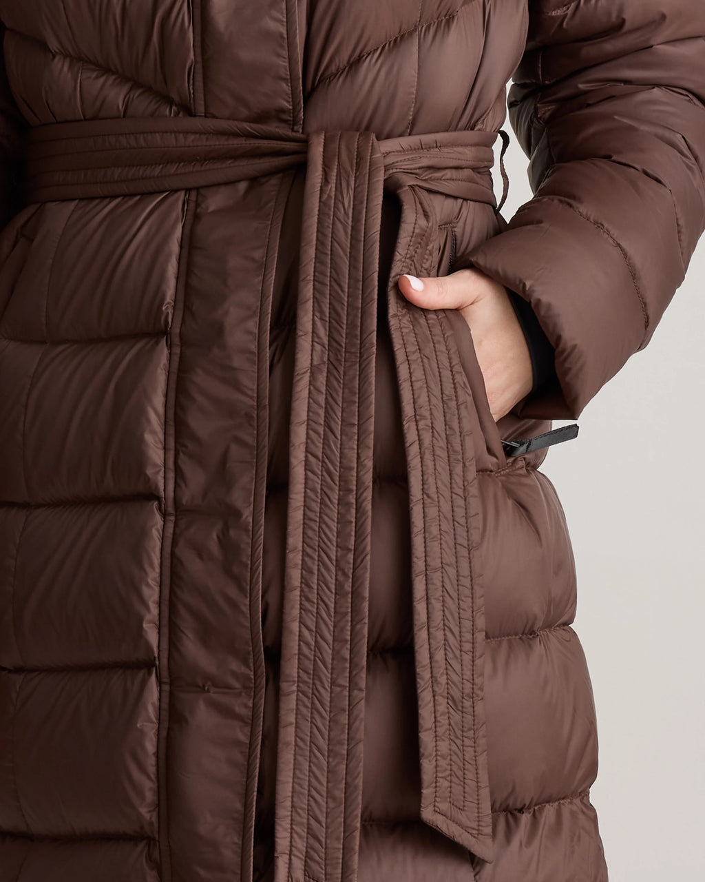 Responsible Down Belted Puffer Maxi Coat - XS / Morel Grey