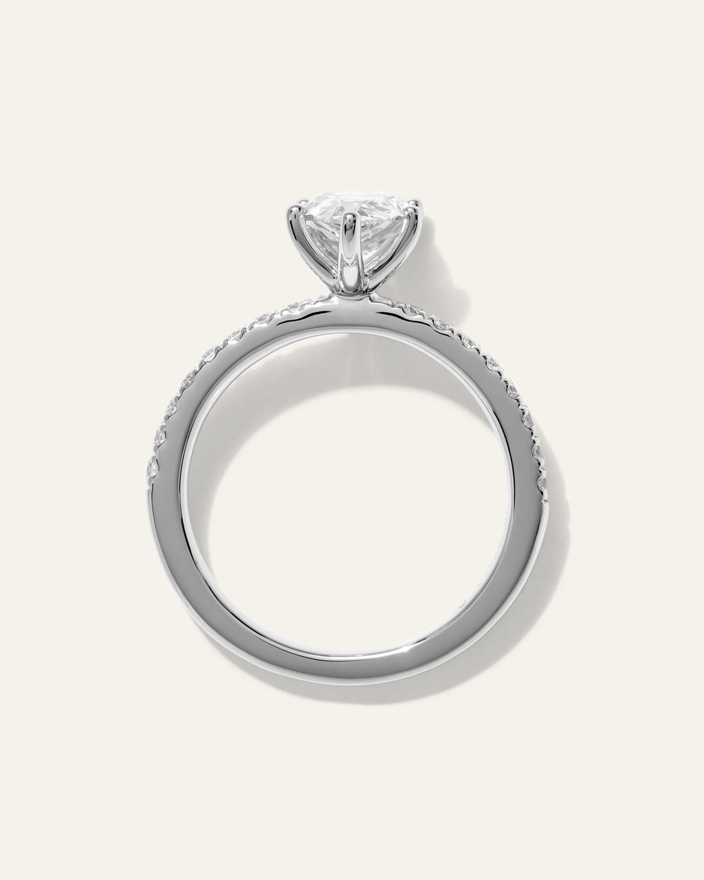 Lab Grown Diamond Pear Petite Pave Engagement Ring - 1.5ct - 4 / Yellow Gold